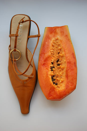 Prada early 00’s orange leather slingback courts
