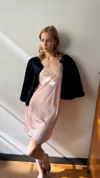 Christian Dior 1980’s pink lace applique night slip dress XS