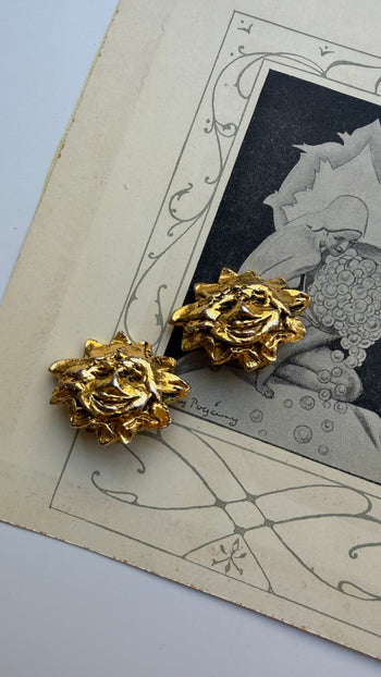 Hermès vintage sun motif clip-on earrings