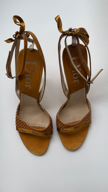 Christian Dior Galliano era phyton leather open heels 39