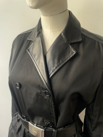 Prada A/W 1994 nylon & leather belted trench coat