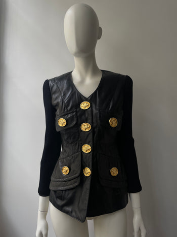 Gemma Kahng statement leather jacket cardigan