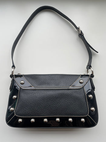 Dolce & Gabbana black leather and silver hardware shoulder bag