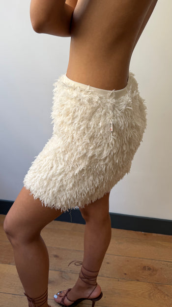 N21 feather effect textured mini skirt