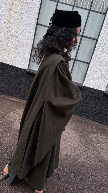 Austrian vintage batwing style wool coat cape