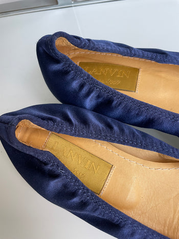 Lanvin pre-owned royal blue silk ballet flats