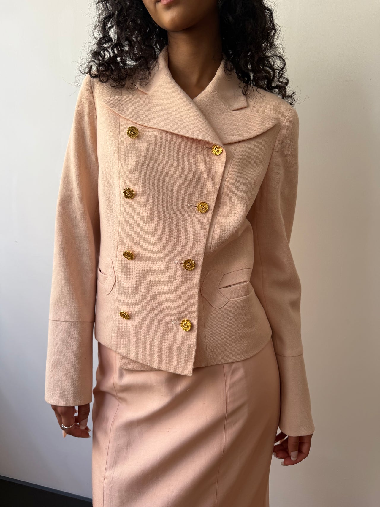 Christian Lacroix vintage double-breasted pastel pink blazer