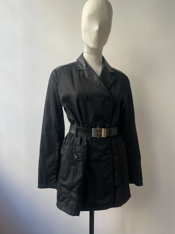 Prada A/W 1994 nylon & leather belted trench coat