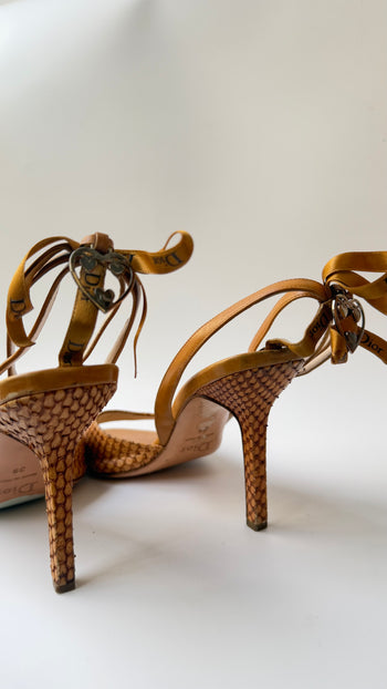 Christian Dior Galliano era phyton leather open heels 39