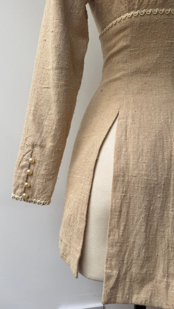 Edwardian style inspired handmade slim-fit long line jacket XS