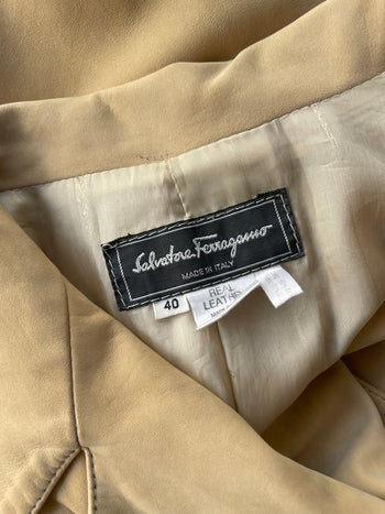 Salvatore Ferragamo beige nubuck trench coat