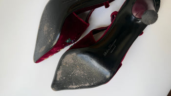 Salvatore Ferragamo beaded velvet slingback courts