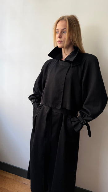 British vintage maxi trench coat