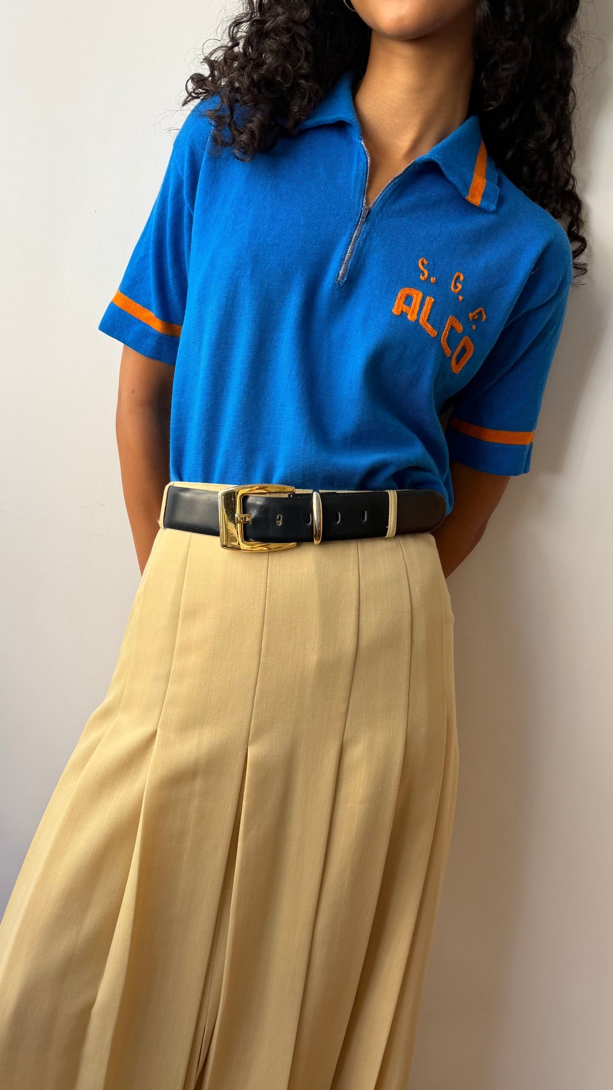 1970’s short-sleeve knitted colour-block wool knitwear