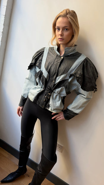 1980’s Italian vintage denim & leather statement jacket