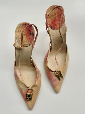 Dior vintage padlock slingback courts Galliano era