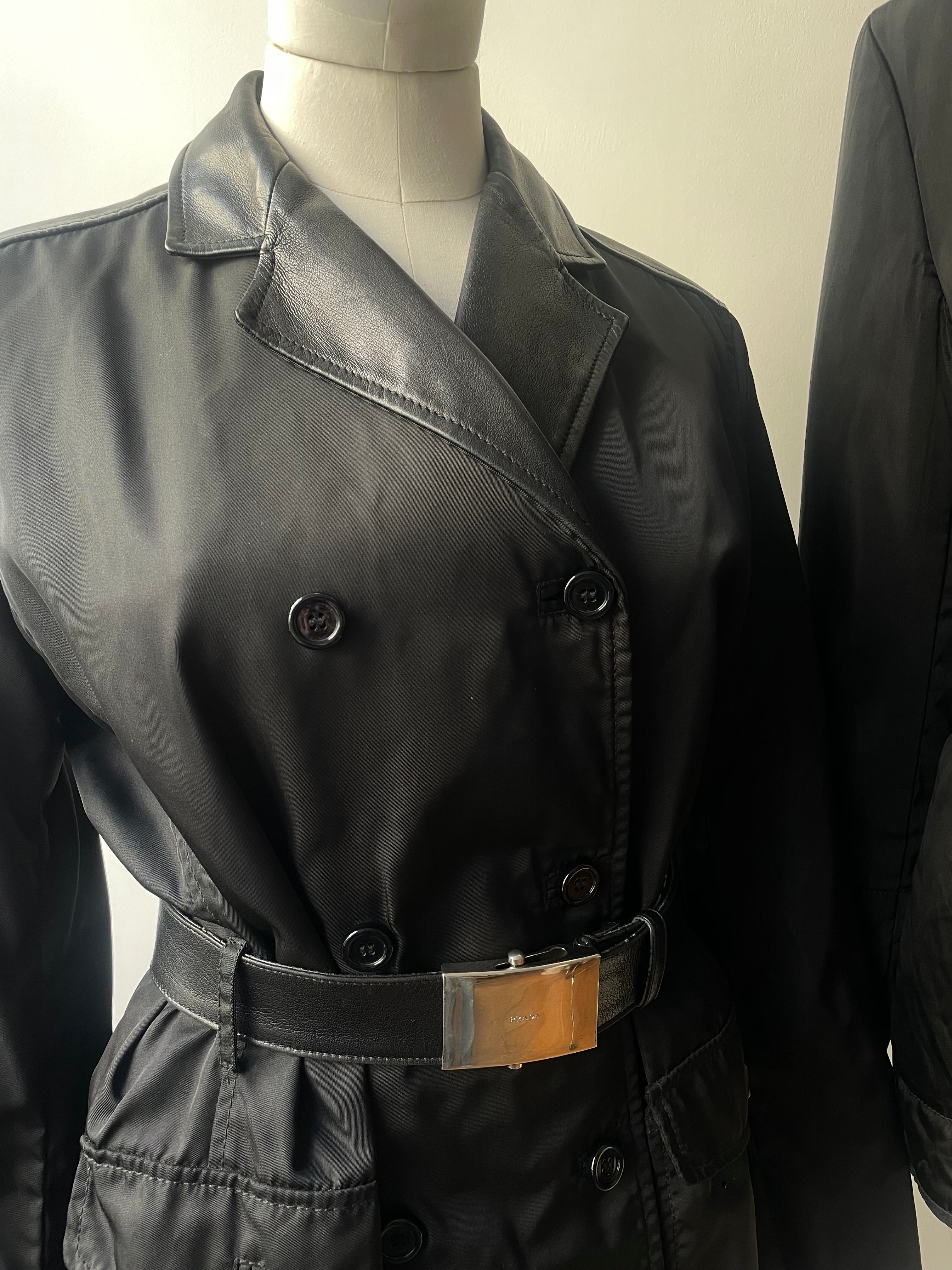 PRADA archive　leather belt coat PRADA archive leather belt coat