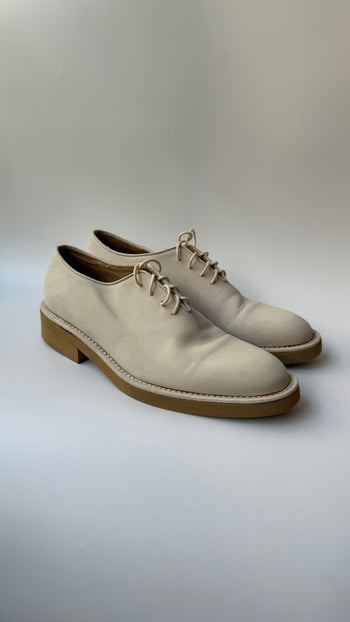 Armani off-white nubuck leather lace-up shoes 37.5