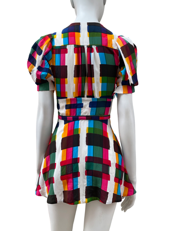 Balenciaga vintage colourful silk dress XS