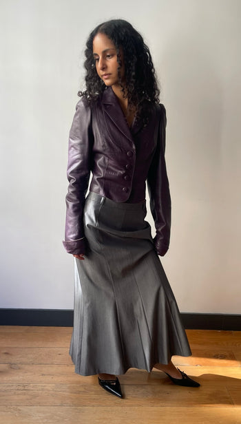 Temperley London deep purple gothic style leather jacket
