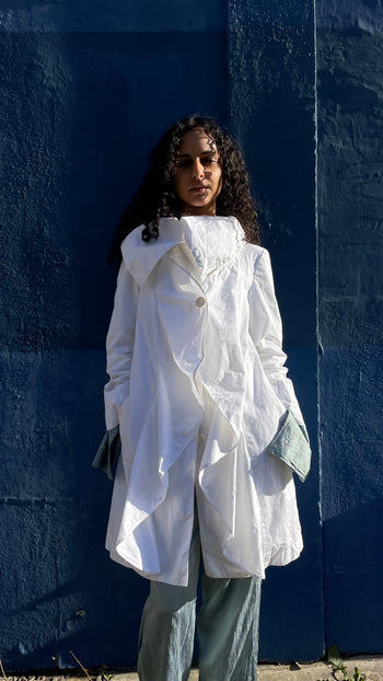 Armani Jeans white asymmetrical trench coat