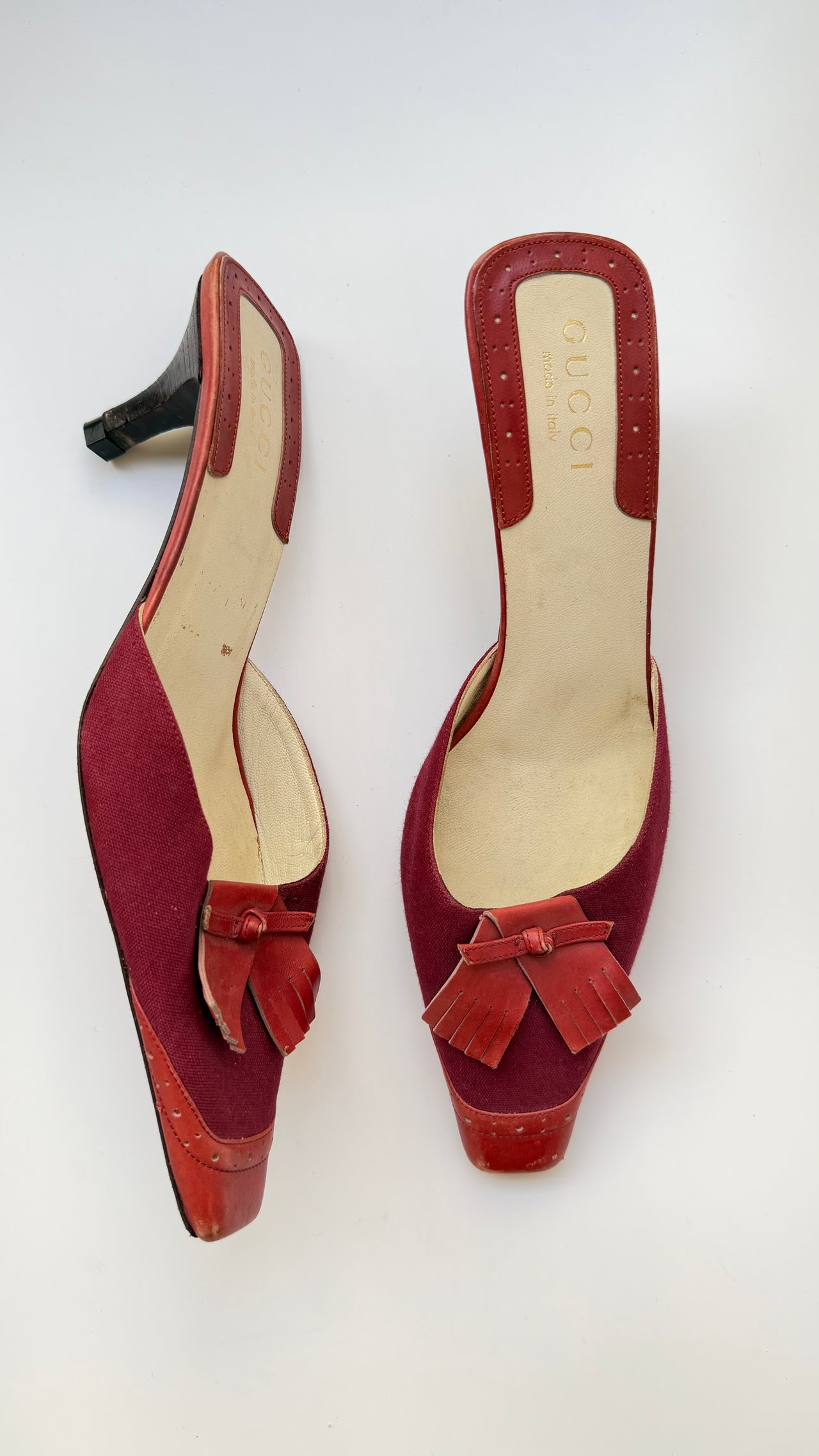Gucci tassel detailed vintage kitten heel mules 38.5
