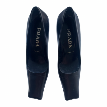 Prada 90’s black leather square toe courts 37 IT