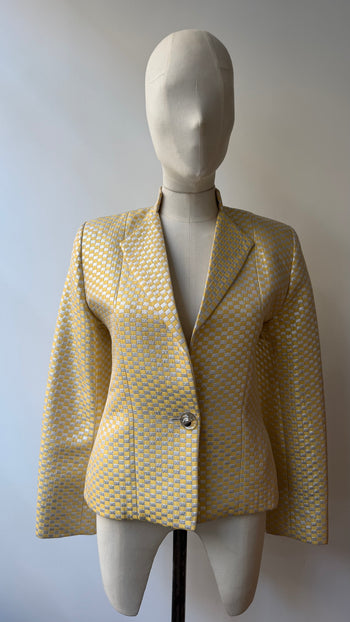 Yves Saint Laurent silver and yellow lame jacquard vintage blazer