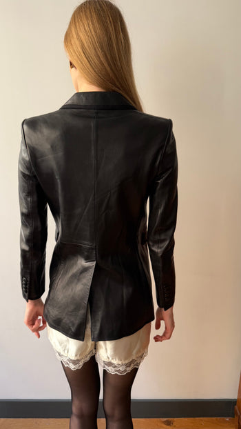 Yves Saint Laurent FW2018 runway structured leather blazer