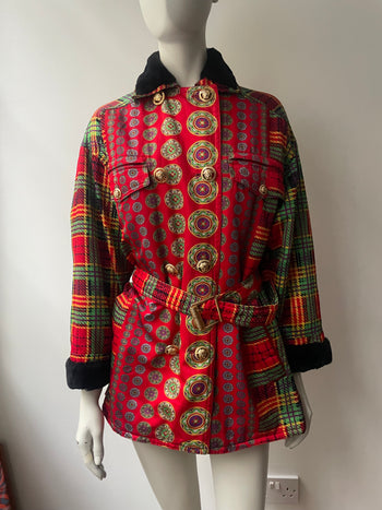1990’s vintage Versace multi-print coat jacket