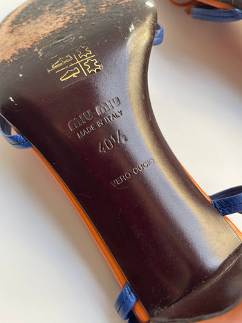 Miu Miu vintage orange strap slingback courts 40.5 IT