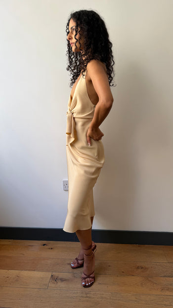 Prada archive minimalist  nude silk strap dress 40 IT
