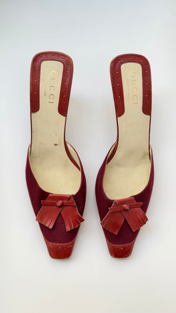 Gucci tassel detailed vintage kitten heel mules 38.5