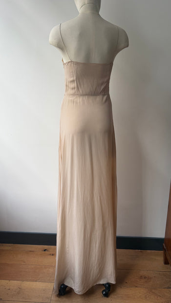 Prada silk chiffon maxi nude under layer dress
