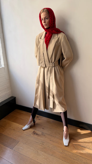 Vintage Wallis asymmetrical pleated trench coat