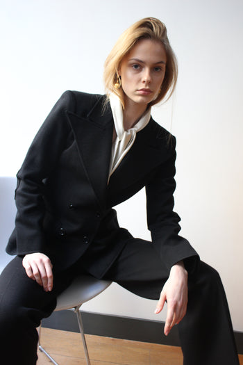 YSL Rive Gauche 1970’s jersey wool tuxedo trouser suit