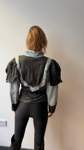 1980’s Italian vintage denim & leather statement jacket