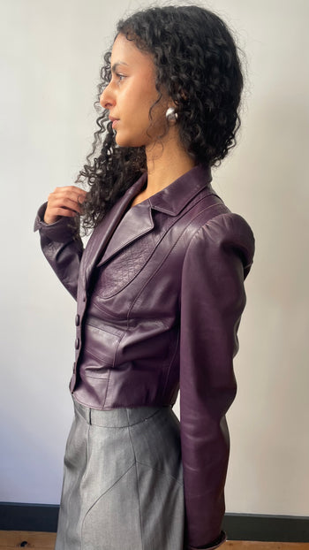 Temperley London deep purple gothic style leather jacket