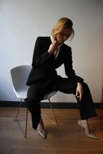 YSL Rive Gauche 1970’s jersey wool tuxedo trouser suit