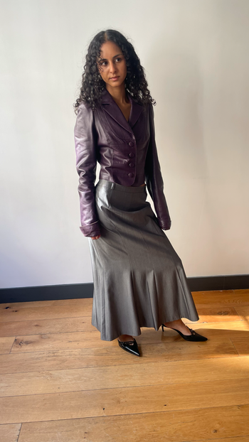 Temperley London deep purple gothic style leather jacket