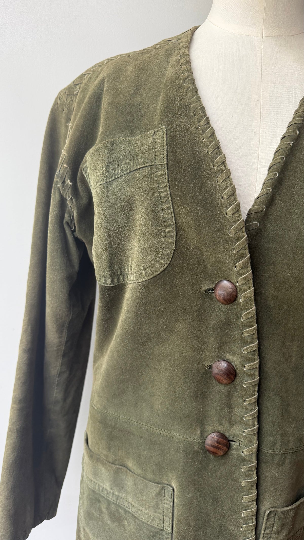 Yves Saint Laurent 1970’s vintage green suede leather jacket