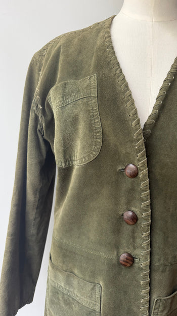 Yves Saint Laurent 1970’s vintage green suede leather jacket