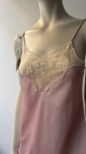 Christian Dior 1980’s pink lace applique night slip dress XS