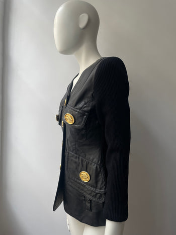 Gemma Kahng statement leather jacket cardigan