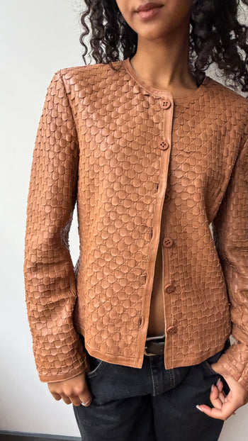 Armani Collezioni woven leather jacket