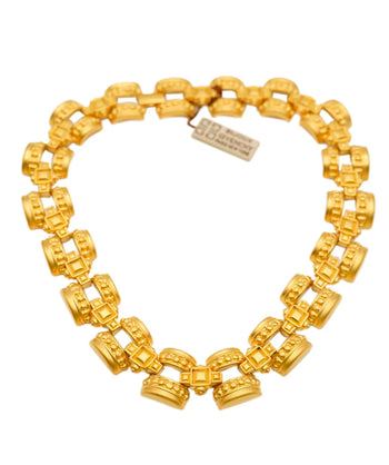 Givenchy 80’s vintage statement chunky necklace matte golden tone