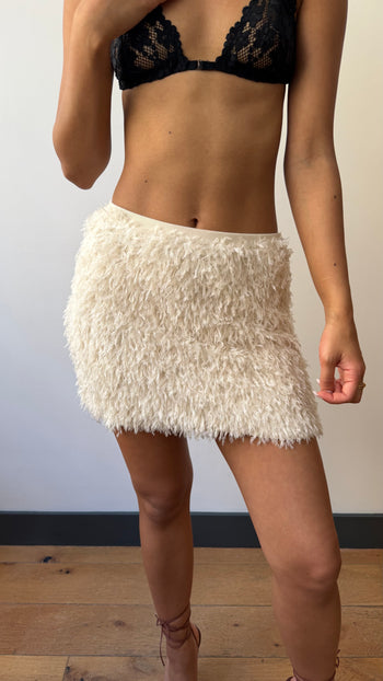 N21 feather effect textured mini skirt