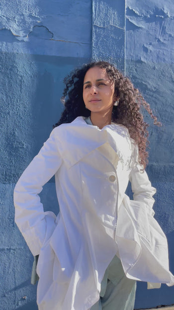 Armani Jeans white asymmetrical trench coat