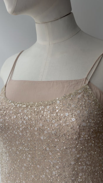 Sequin sheer layer strap dress